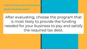 Choose the program to pay business tax debt