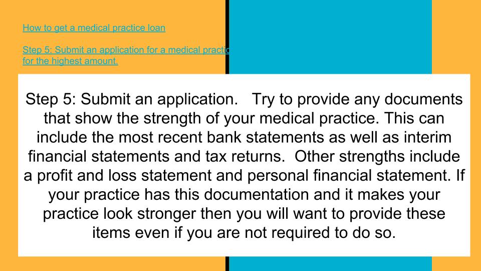apply for a medical practice loan