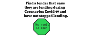 Find lenders lending during Coronavirus covid-19